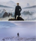 Caminante por encima del mar de la niebla, de Casper David Friedrich (1818) Bajo la piel, de Jonathan Glazer (2013)