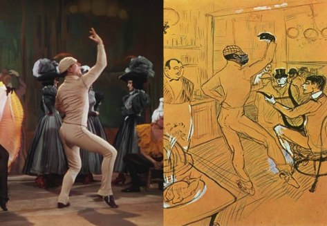 Un americano en París, de Vicente Minelli (1951) Chocolat bailando, de Toulouse-Lautrec (1896)